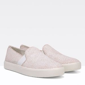 Vince Blair cracked white slip on sneakers